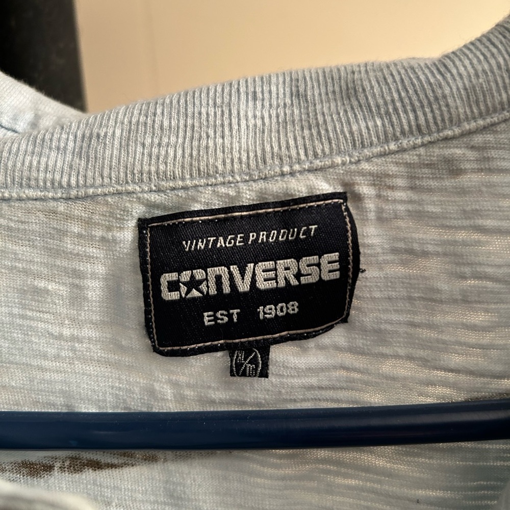 Converse Men's Light Blue and Navy Striped Polo - Picture 4 of 14